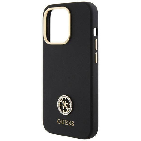 Oryginalne Etui APPLE IPHONE 15 PRO MAX Guess Hardcase Silicone Logo Strass 4G (GUHCP15XM4DGPK) czarne
