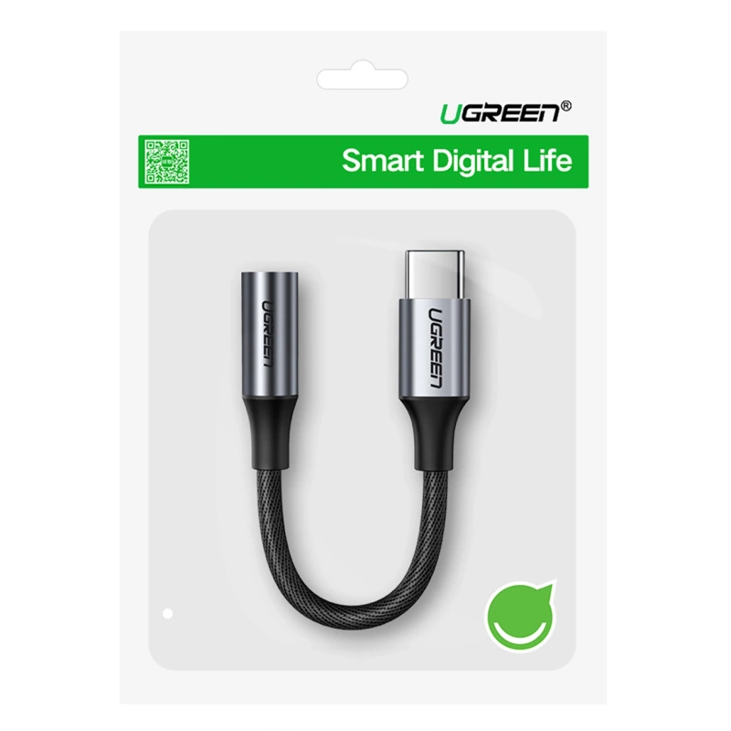 Ugreen AV161 Adapter für Kopfhörer Miniklinke 3,5 mm (weiblich) / USB-C (männlich) 10 cm – Grau