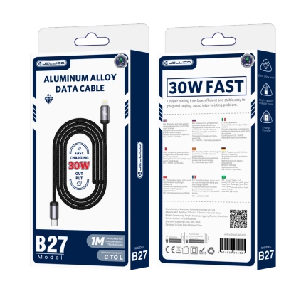 JELLICO Kabel B27 USB-C - Lightning PD 30W 1M schwarz