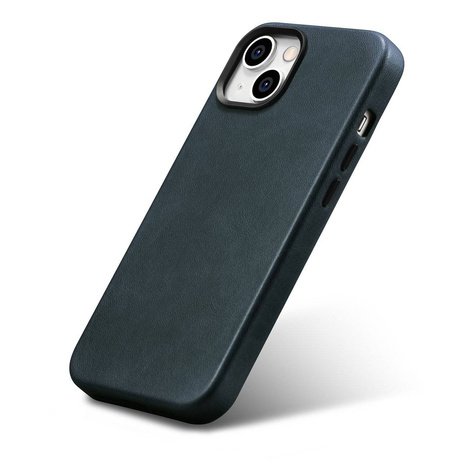 iCarer Oil Wax Premium Leather Case iPhone 14 Magnetic Leather Case with MagSafe dark blue (WMI14220701-BU)