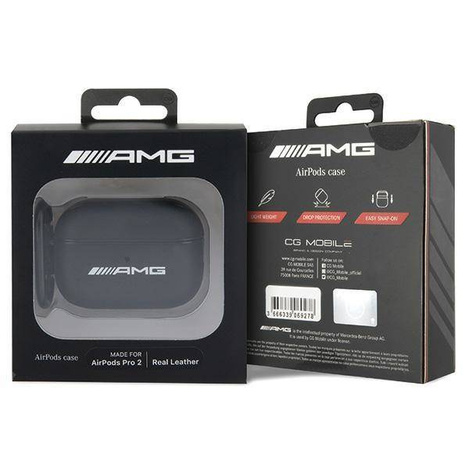 Original Case APPLE AIRPODS PRO 2 Mercedes AMG Cover Leather White Logo (AMAP2SLWK) black