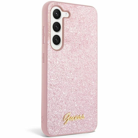 Guess Glitter Script Hülle für Samsung Galaxy S24 – Rosa