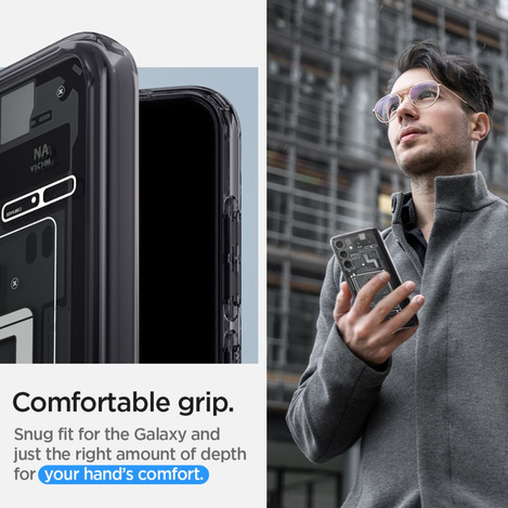 Spigen Ultra Hybrid-Hülle für Samsung Galaxy S24 – Dunkelgrau (Zero One-Muster)