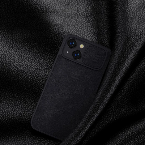 Nillkin Qin Leder Pro Hülle iPhone 14 Plus Kamera Cover Holster Cover Flip Case Braun