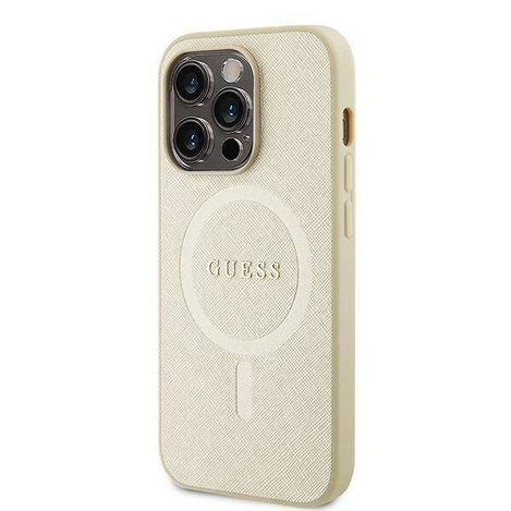 Guess GUHMP15LPSAHMCB iPhone 15 Pro 6,1&quot; Gold/Gold Hardcase Saffiano MagSafe