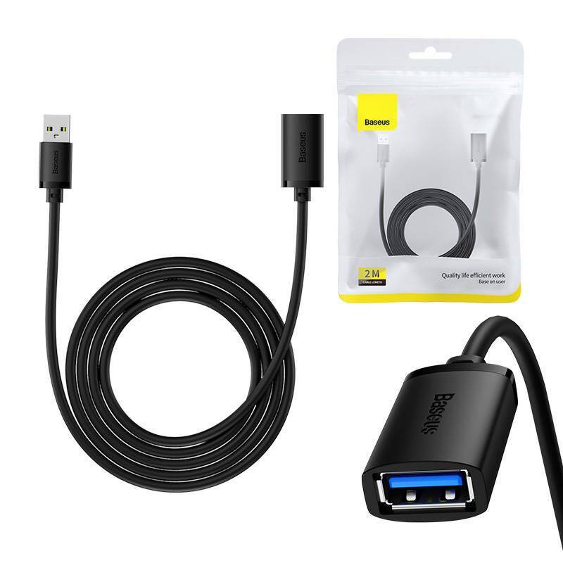 Przedłużacz kabel USB 3.0 2m Baseus AirJoy Series - czarny