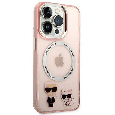 Karl Lagerfeld KLHMP14XHKCP iPhone 14 Pro Max 6.7" Hardcase pink / pink Karl & Choupette Aluminium Magsafe