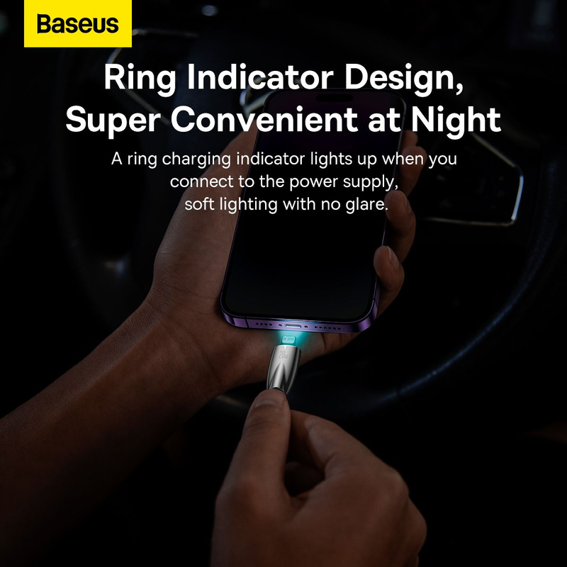 BASEUS kabel Typ C do Apple Lightning 8-pin Power delivery 20W Glimmer Series CADH000101 2m czarny