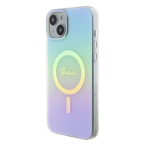 Oryginalne Etui APPLE IPHONE 15 PLUS Guess Hardcase IML Iridescent MagSafe (GUHMP15MHITSQ) turkusowe