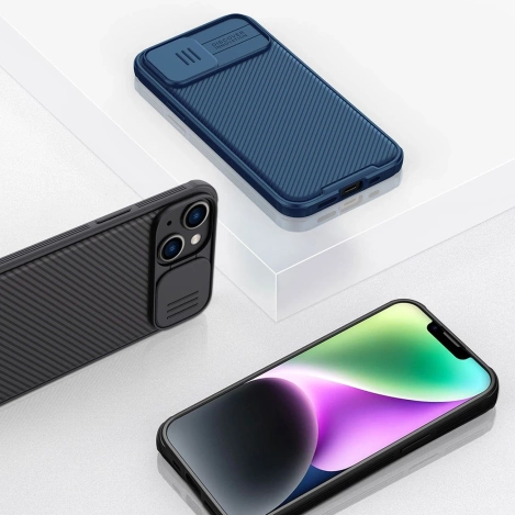 Nillkin CamShield Pro Magnetische Hülle iPhone 14 Plus Cover Kameraschutz Blau (mit MagSafe)