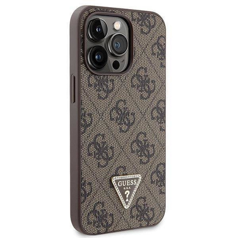 Original Handyhülle IPHONE 13 PRO Guess Hardcase Crossbody 4G Metal Logo (GUHCP13LP4TDSCPW) braun