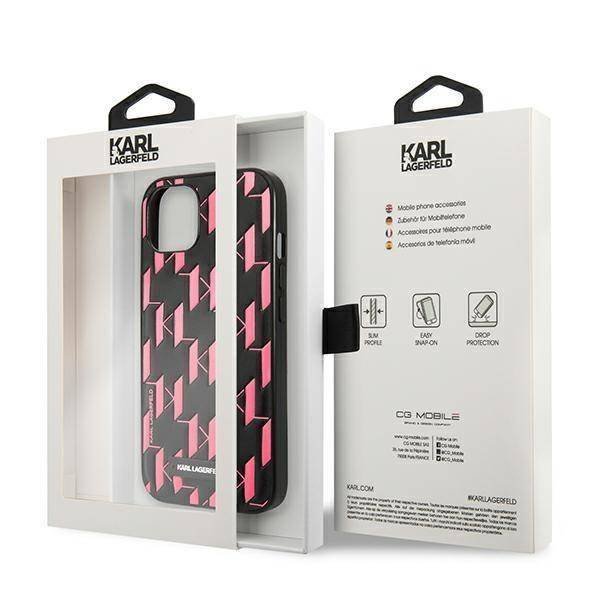Oryginalne Etui IPHONE 13 Karl Lagerfeld Hardcase Monogram Plaque (KLHCP13MMNMP1P) różowe