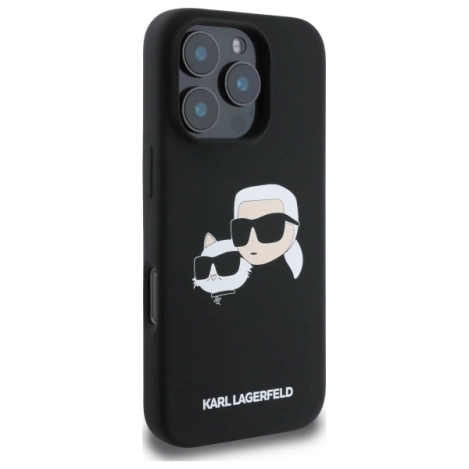 Karl Lagerfeld KLHMP16LSKCHPPLK iPhone 16 Pro czarny/black HC MagSafe Sil Double Heads Print