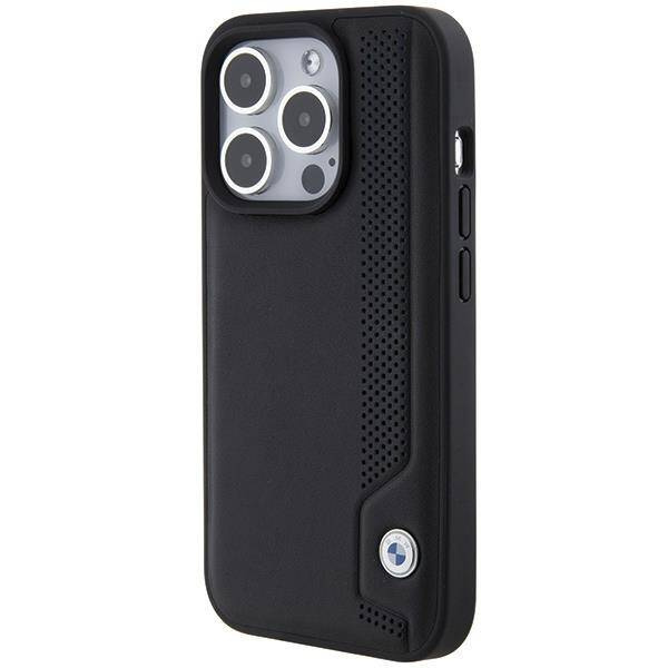 Oryginalne Etui APPLE IPHONE 15 PRO MAX BMW Hardcase Leather Blue Dots (BMHCP15X22RBDK) czarne