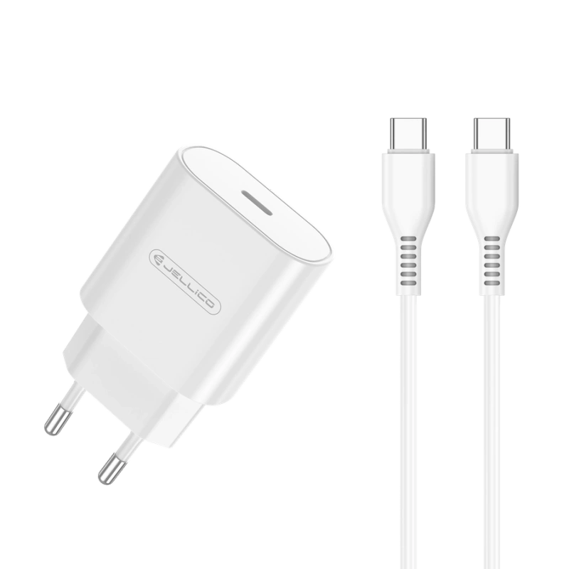 JELLICO Netz-Ladegerät C35 PD 25W 1xUSB-C + Kabel USB-C - USB-C weiss