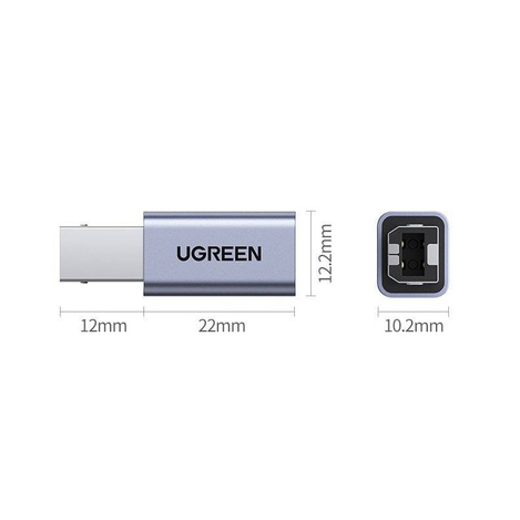 Ugreen adapter przejściówka USB Typ C - USB Typ B szary (US382)