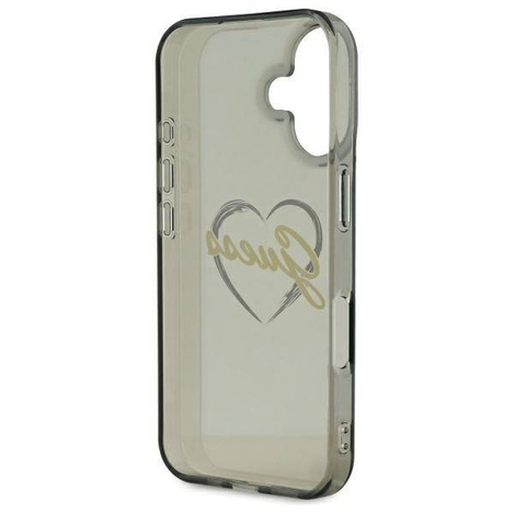 Original Handyhülle IPHONE 16 PLUS Guess Hardcase IML Heart (GUHCP16MHCHGSPK) schwarz