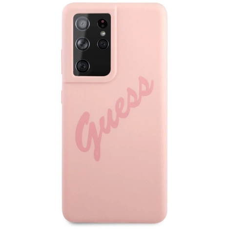 Guess GUHCS21LLSVSPI S21 Ultra G998 różowy/pink hardcase Script Vintage