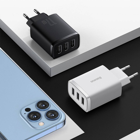 Baseus Compact  Charger 3U 17W EU White
