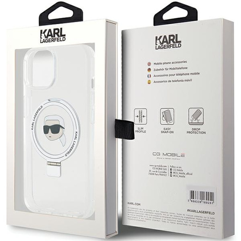Karl Lagerfeld KLHMP15SHMRSKHH iPhone 15 6,1" weiß/weiß Hardcase Ring Stand Karl Head MagSafe