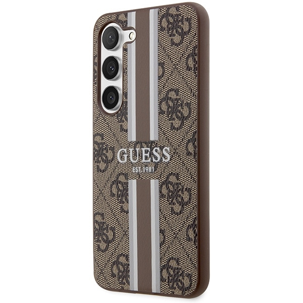 Guess 4G Printed Stripe - Etui Samsung Galaxy S23 (brązowy)