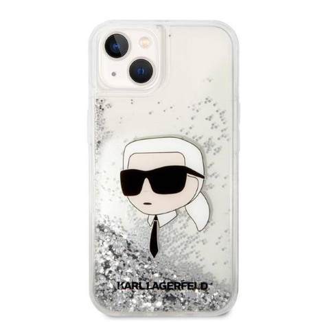 Karl Lagerfeld Liquid Glitter NFT Karl's Head - Etui iPhone 14 Plus (srebrny)