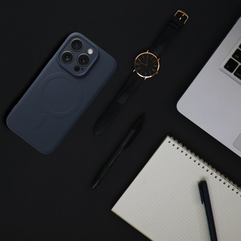 Futerał Silicone Mag Cover kompatybilny z MagSafe do IPHONE 15 PRO tytanowy niebieski