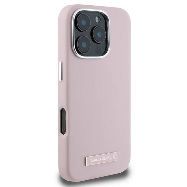 Karl Lagerfeld nakładka do iPhone 16 Pro Max 6,9" KLHMP16XPGMSRPP różowa Hardcase FW Metal Plate MagSafe