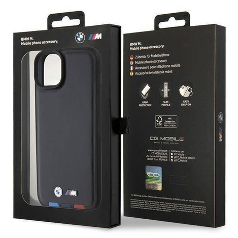 BMW BMHCP15M22PTDK iPhone 15 Plus 6.7&quot; black/black Leather Stamp Tricolor