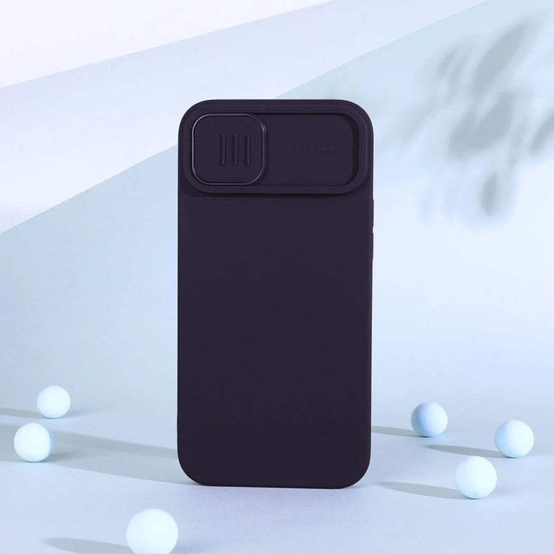 Nillkin CamShield Silky Silicone Case iPhone 14 Hülle mit Kameraabdeckung blau