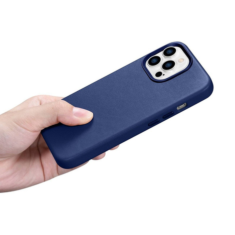 iCarer Case Leather genuine leather case for iPhone 14 Pro Max blau (WMI14220708-BU) (MagSafe compatible)