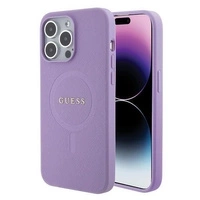 Etui Guess Saffiano MagSafe do iPhone 15 Pro Max - fioletowe