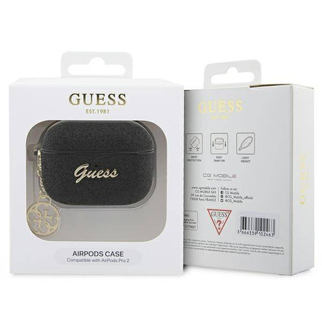 Guess GUAP2GLGSHK AirPods Pro 2 cover czarny/black Glitter Flake 4G Charm