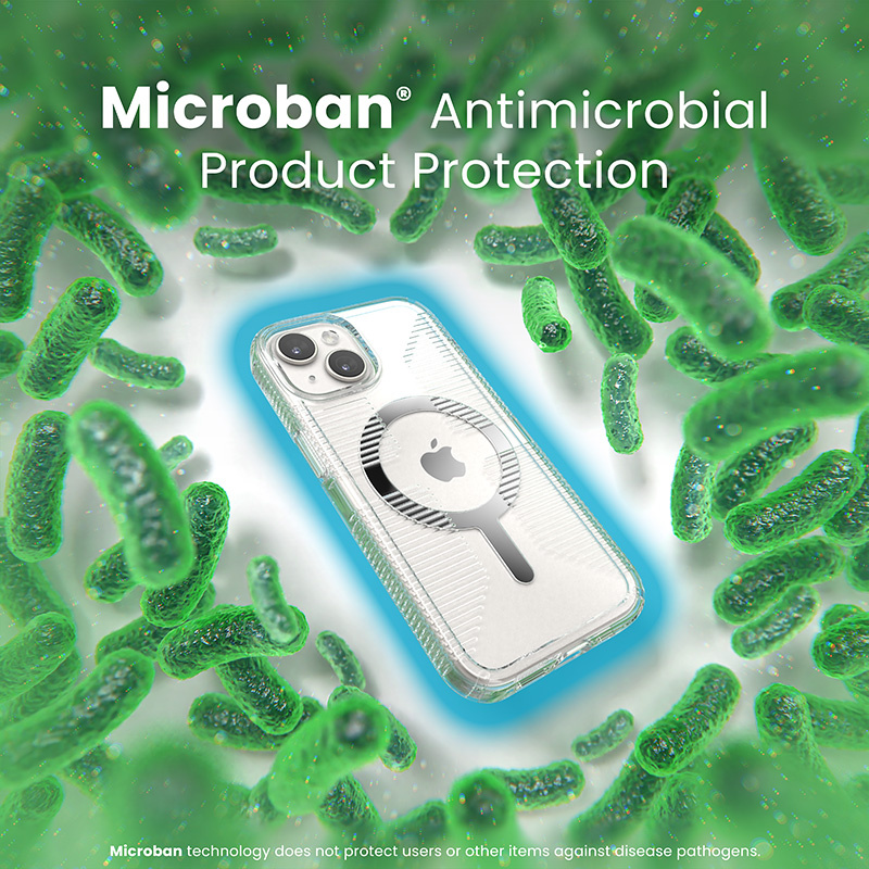 Speck Gemshell Grip + MagSafe - Etui do iPhone 15 / iPhone 14 / iPhone 13 (Clear / Chrome Finish)