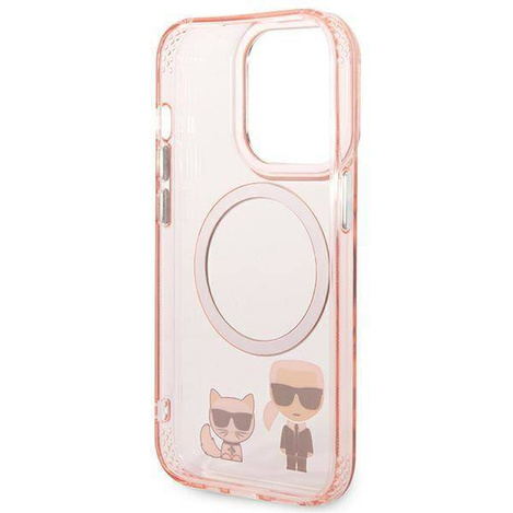 Karl Lagerfeld KLHMP14LHKCP iPhone 14 Pro 6,1" hardcase różowy/pink Karl & Choupette Aluminium Magsafe