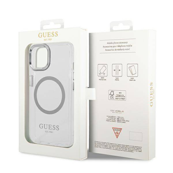 Guess Metal Outline MagSafe - Etui iPhone 14 Plus (przezroczysty)