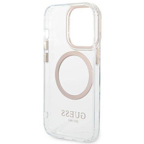 Guess GUHMP14XHTRMD iPhone 14 Pro Max 6,7 "Gold / Gold Hartschalenetui Metal Outline Magsafe