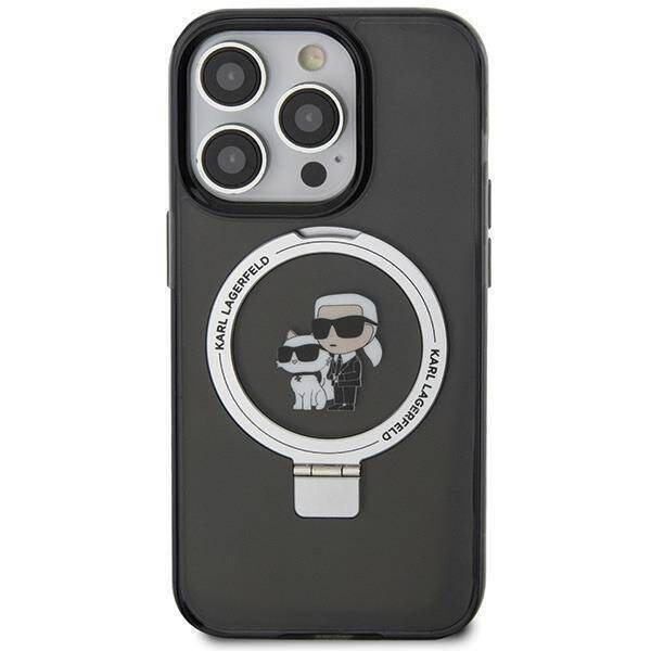 Karl Lagerfeld KLHMP15LHMRSKCK iPhone 15 Pro 6.1&quot; black/black hardcase Ring Stand Karl&amp;Choupette MagSafe