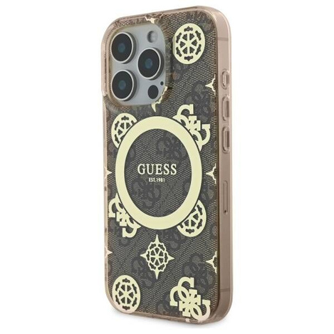 Original Case IPHONE 16 PRO MAX Guess Hardcase IML Peony On 4G Background MagSafe (GUHMP16XH4PYEEW) brown