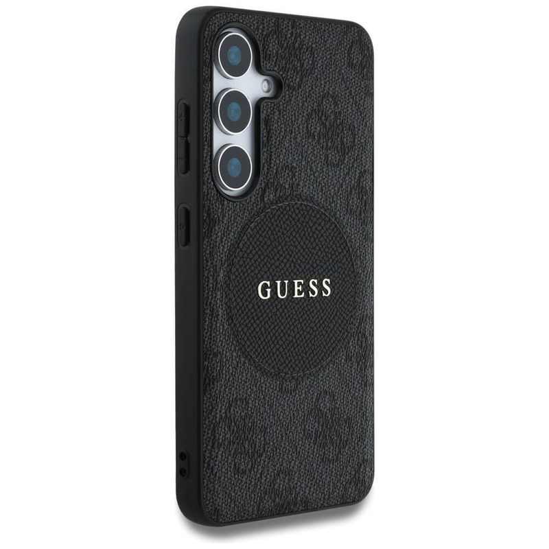 Etui Guess 4G Round Patch Classic Logo MagSafe do Samsung Galaxy S25 czarny