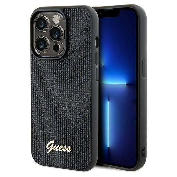 Guess nakładka do iPhone 14 Pro 6,1" GUHCP14LPMSDGSK HC PU DISCO SCRIPT METAL czarna