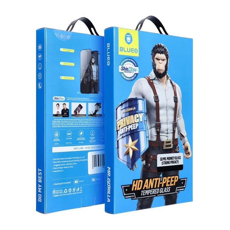 Szkło Hartowane 5D Mr. Monkey Glass - Apple iPhone 15 Plus czarny (Strong Privacy)