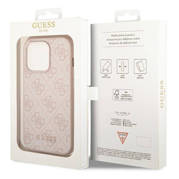 Guess GUHCP14XG4GFPI iPhone 14 Pro Max 6.7 &quot;pink / pink hard case 4G Metal Gold Logo