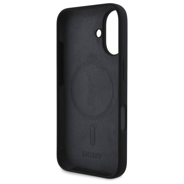 Original Case IPHONE 16 DKNY Hardcase Silicone White Printed Logo MagSafe (DKHMP16SSNYACH) black