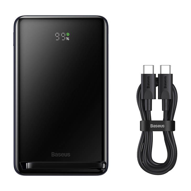 Baseus Magnetic Bracket powerbank z bezprzewodowym ładowaniem MagSafe 10000mAh 20W Overseas Edition niebieski (PPCX000203) + kabel USB Typ C Baseus Xiaobai Series 60W 0,5m