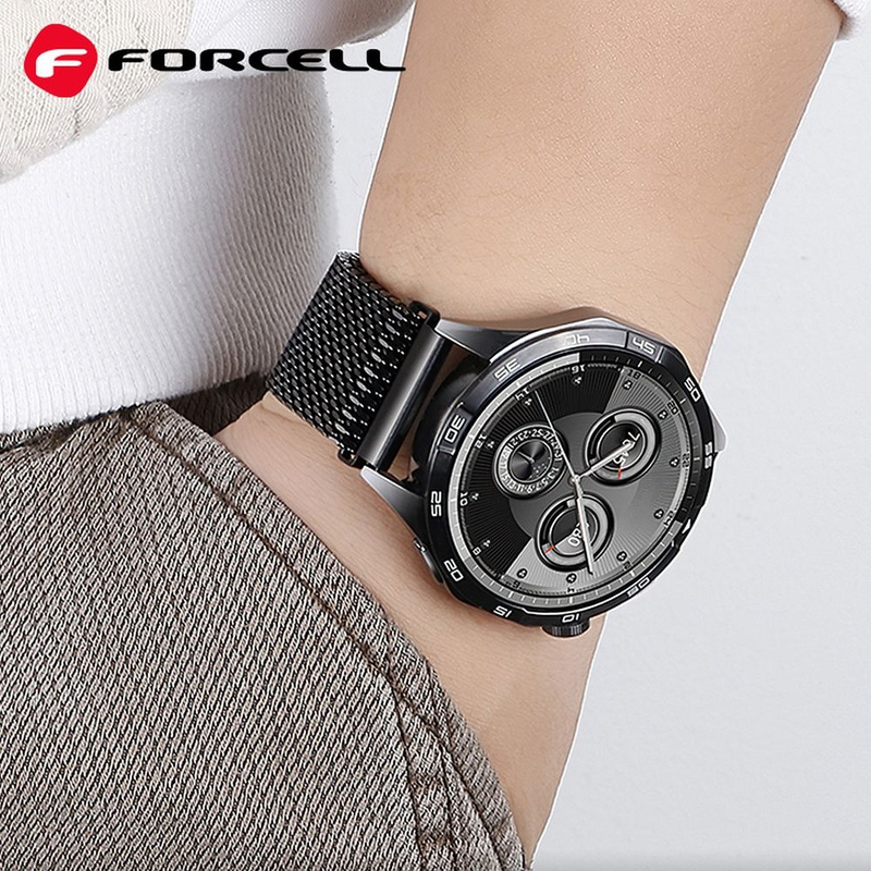 Pasek do Samsung Galaxy Watch Forcell F-Design FS10 stal 20 mm czarny