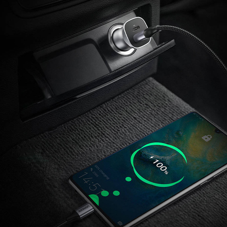 Ugreen USB Car Charger Type C / USB 24W Power Delivery Quick Charge gray (30780)
