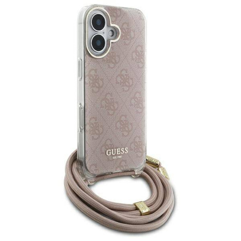 Original Handyhülle IPHONE 16 Guess Hardcase Crossbody Cord 4G Print (GUHCP16SHC4SEP)