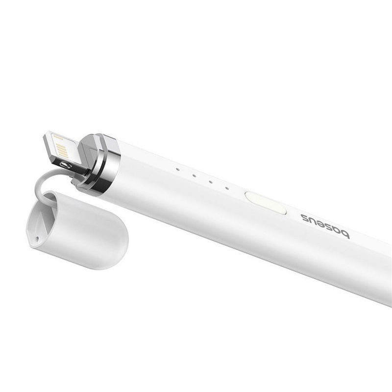Baseus Smooth Writing 2 Stylus mit aktiver Spitze für iPad + USB-A – Lightning Kabel und austauschbare Spitze – Weiß