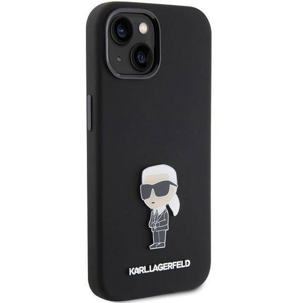 Etui Karl Lagerfeld Silicone Ikonik Metal Pin na iPhone 15 - czarne